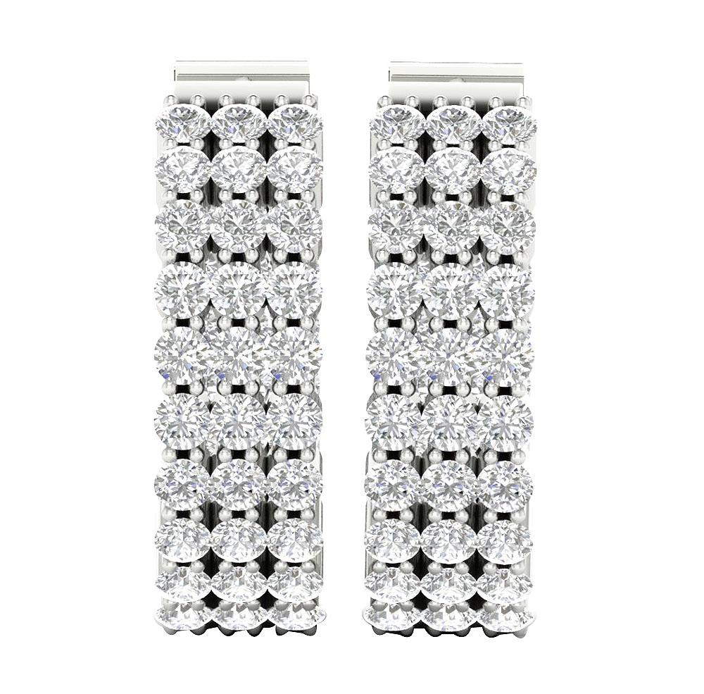 The Archer 3 Row In Outside Round Diamond 2 Carat Hoops Earring 14K Solid Yellow Gold - Image 3