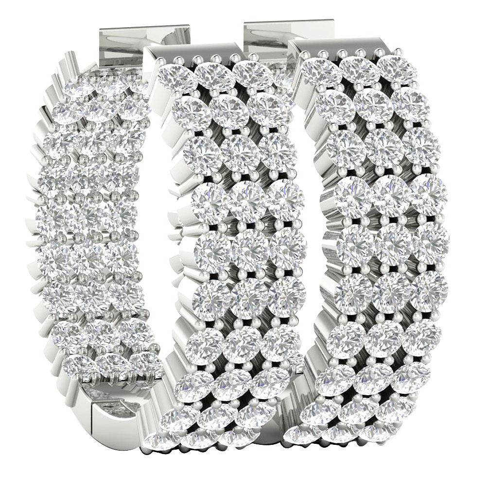 The Archer 3 Row In Outside Round Diamond 2 Carat Hoops Earring 14K Solid Yellow Gold - Image 7