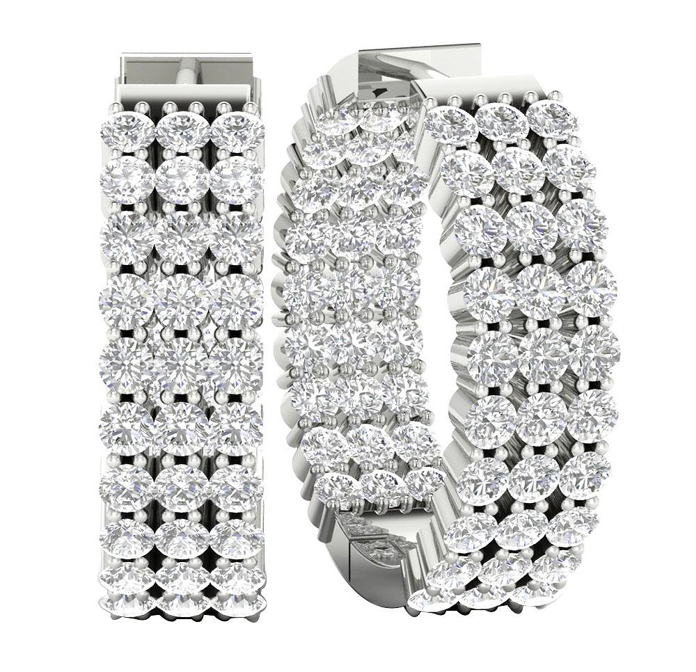 The Archer 3 Row In Outside Round Diamond 2 Carat Hoops Earring 14K Solid Yellow Gold - Image 9