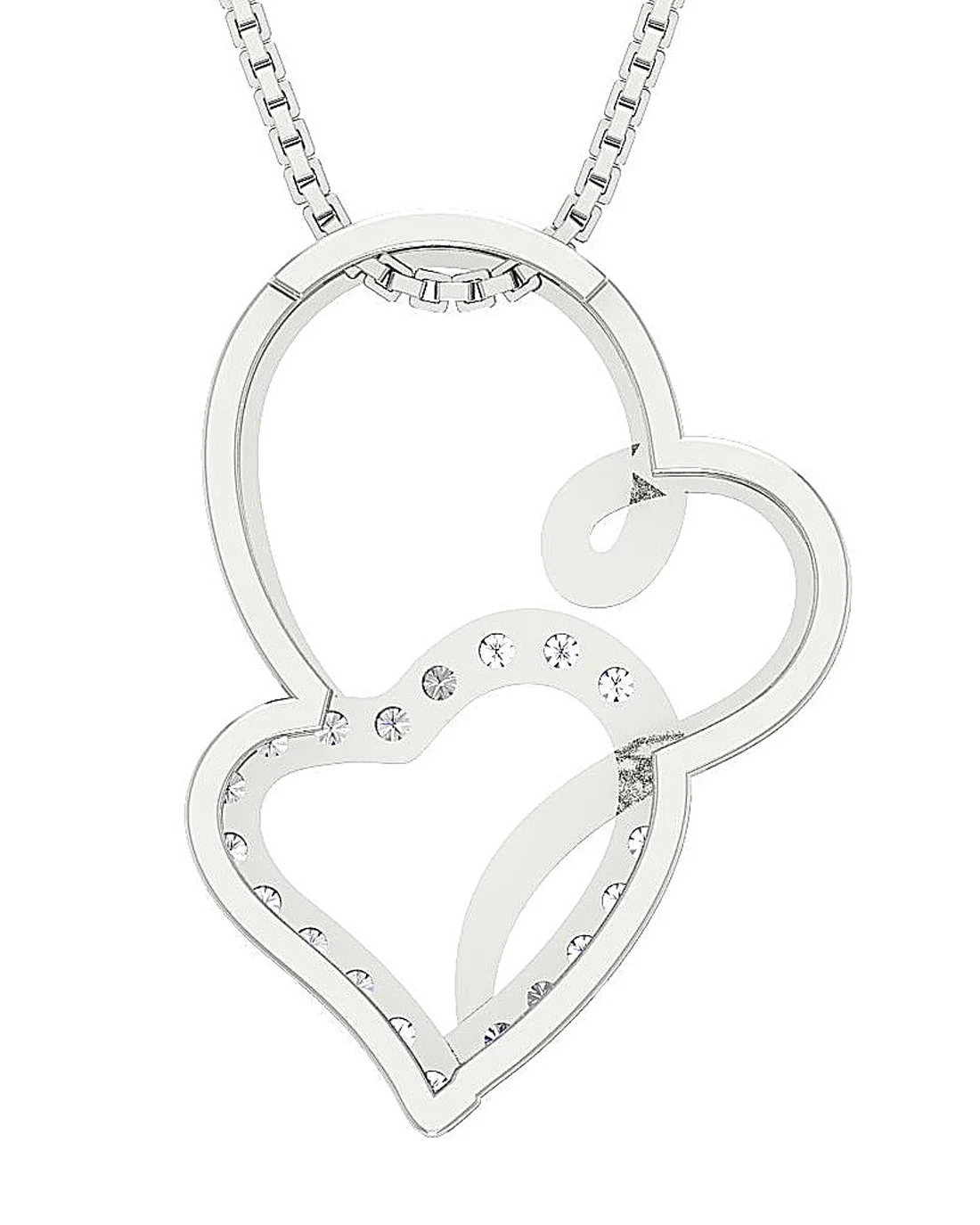 The Archie Unique Double Heart Gold Round Cut Diamond Pendant Prong Set - Image 4