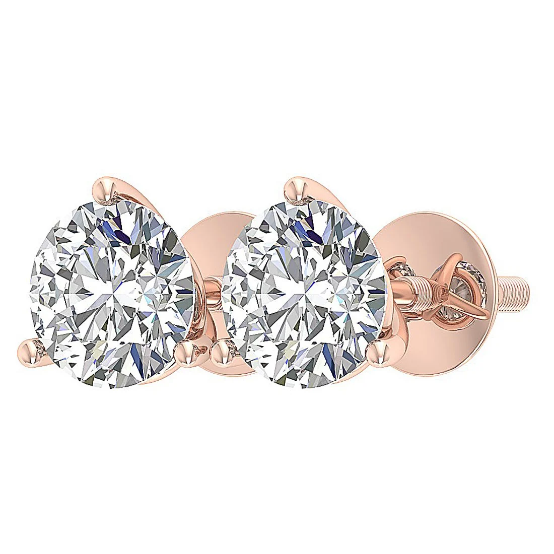 I1 H 2.50 Carat Solitaire Natural Diamond Studs Earring Martini Prong Set 14K Solid Gold - Image 10