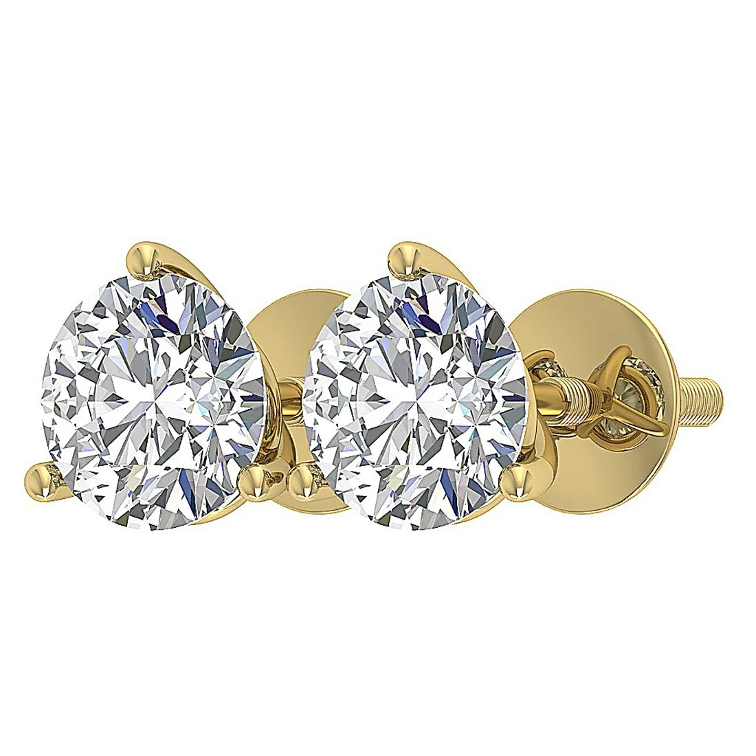 I1 H 2.50 Carat Solitaire Natural Diamond Studs Earring Martini Prong Set 14K Solid Gold - Image 11