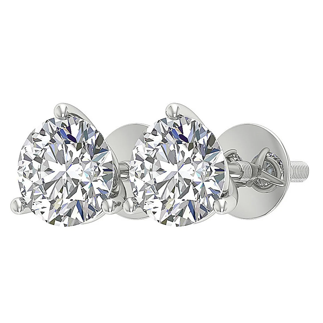 I1 H 2.50 Carat Solitaire Natural Diamond Studs Earring Martini Prong Set 14K Solid Gold - Image 12