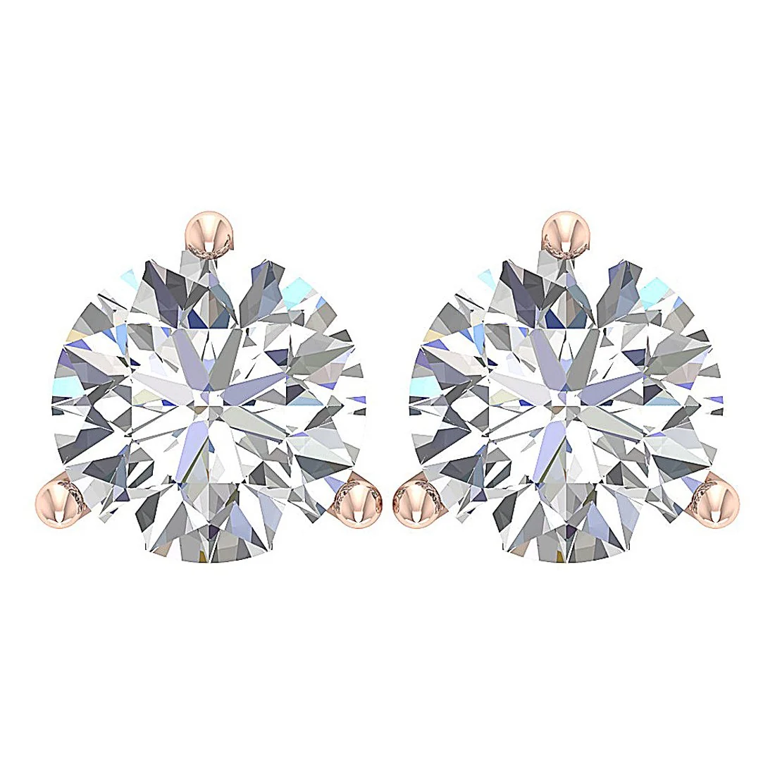 I1 H 2.50 Carat Solitaire Natural Diamond Studs Earring Martini Prong Set 14K Solid Gold - Image 4