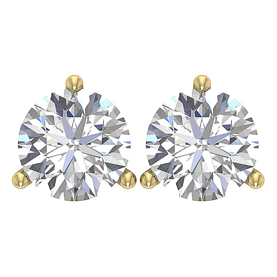 I1 H 2.50 Carat Solitaire Natural Diamond Studs Earring Martini Prong Set 14K Solid Gold - Image 5