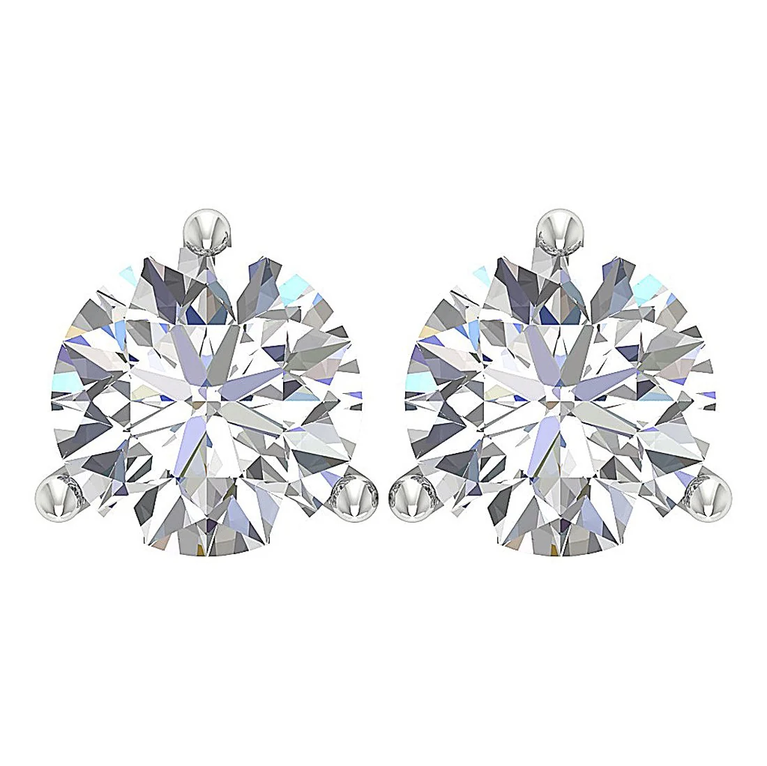 I1 H 2.50 Carat Solitaire Natural Diamond Studs Earring Martini Prong Set 14K Solid Gold - Image 6