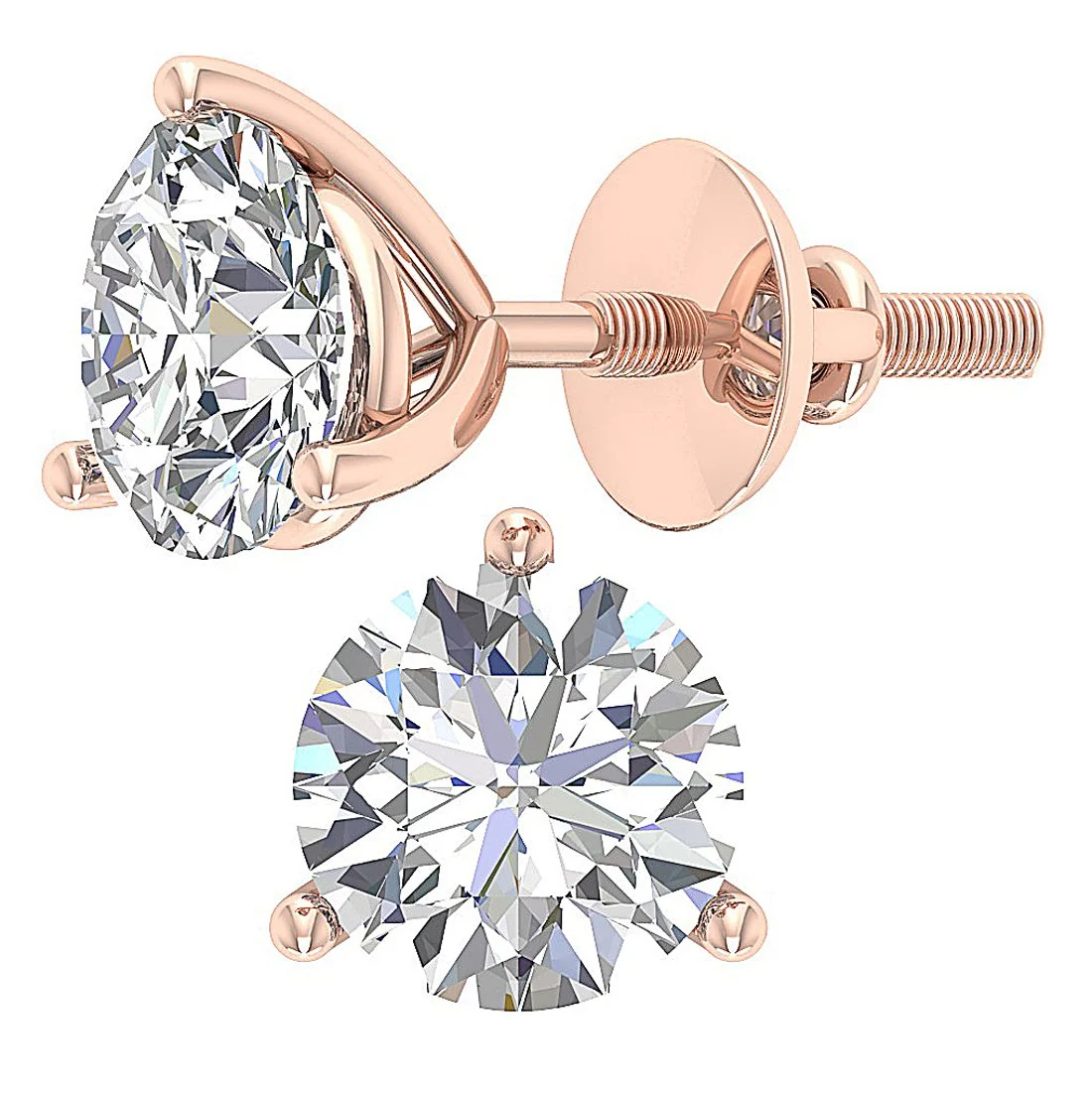 I1 H 2.50 Carat Solitaire Natural Diamond Studs Earring Martini Prong Set 14K Solid Gold - Image 7