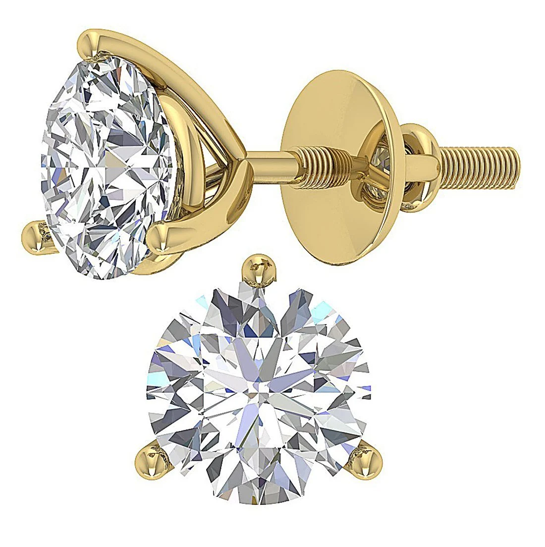 I1 H 2.50 Carat Solitaire Natural Diamond Studs Earring Martini Prong Set 14K Solid Gold - Image 8