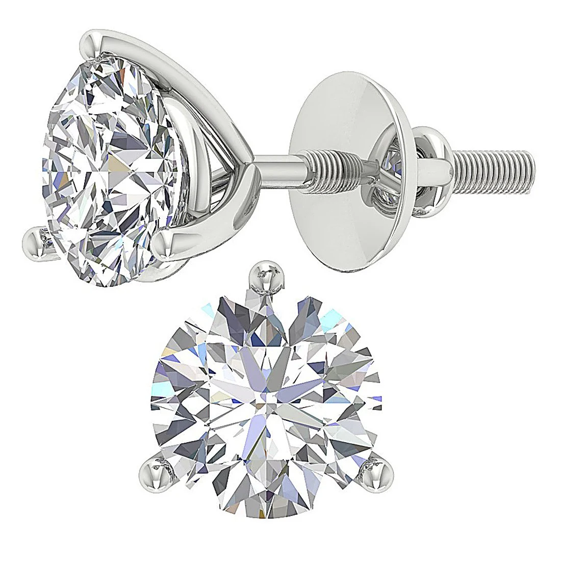 I1 H 2.50 Carat Solitaire Natural Diamond Studs Earring Martini Prong Set 14K Solid Gold - Image 9