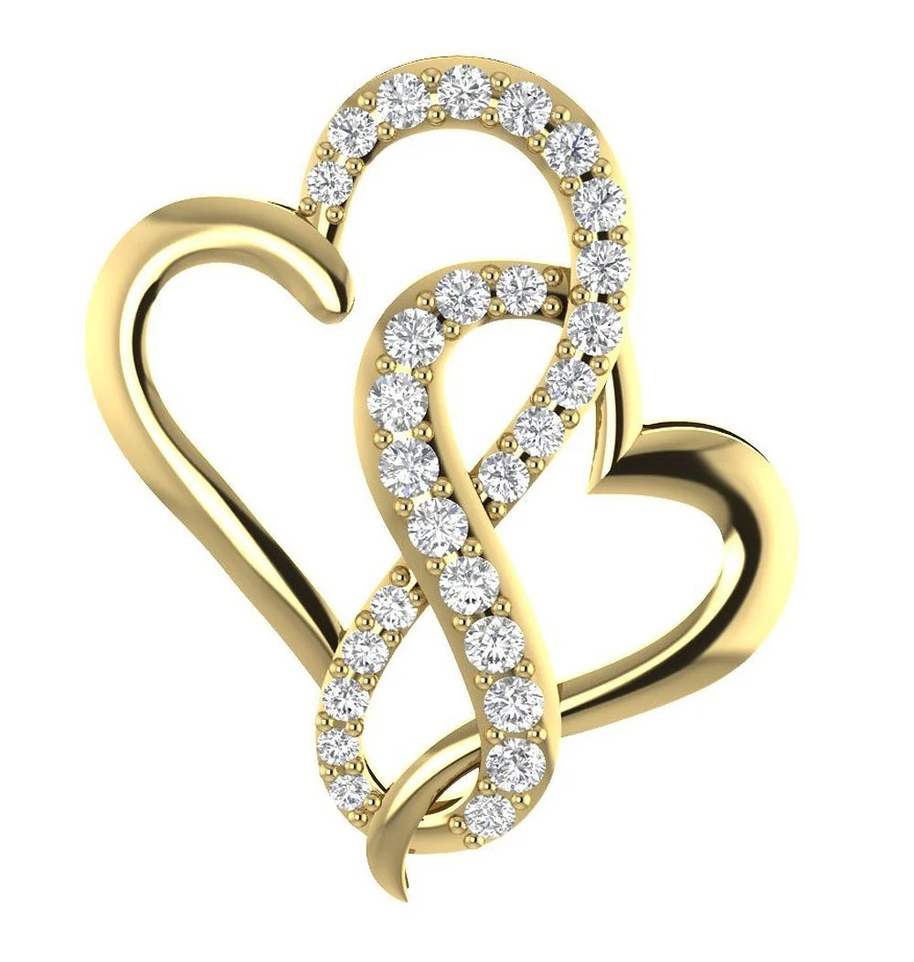The Ari Round Cut Diamond Unique Heart Rose Gold Pendant Prong Set - Image 2