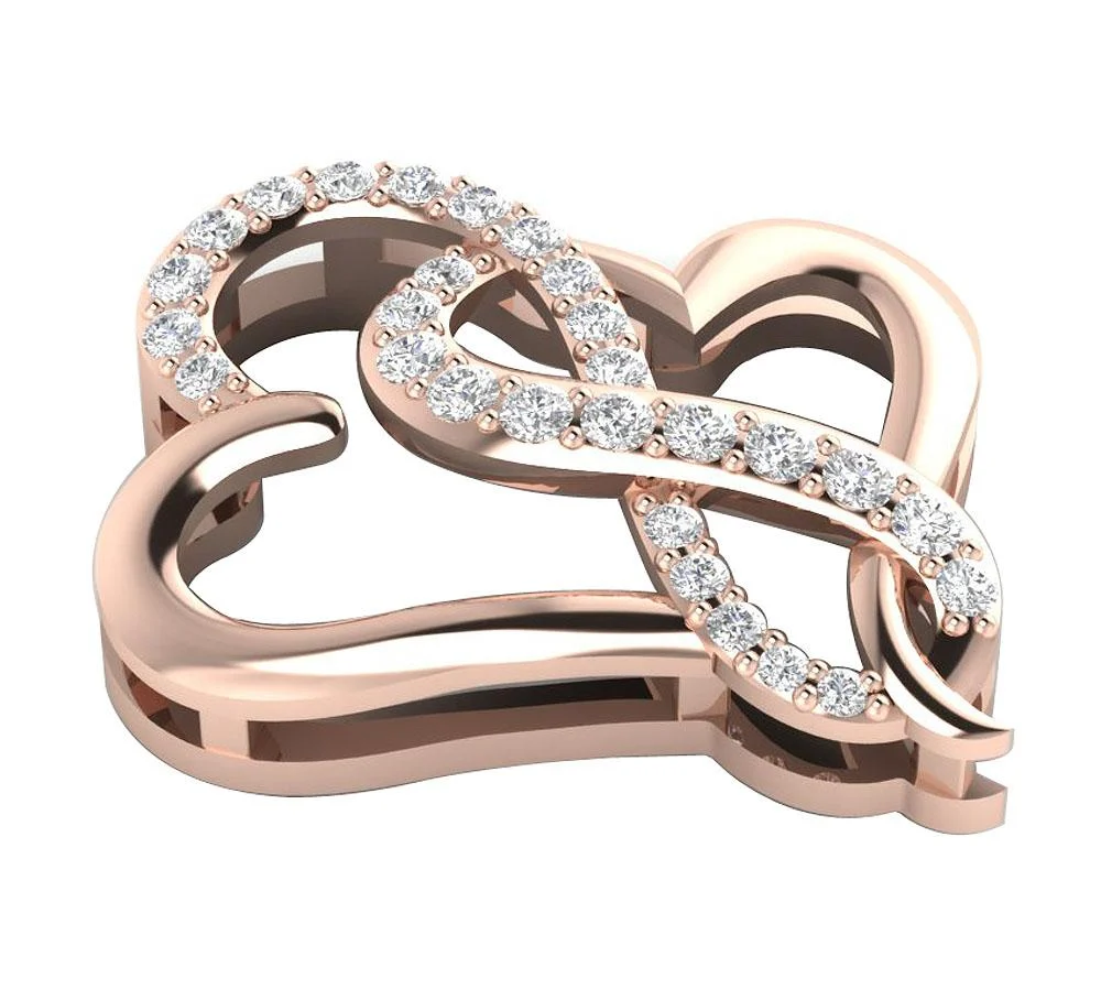 The Ari Round Cut Diamond Unique Heart Rose Gold Pendant Prong Set - Image 5