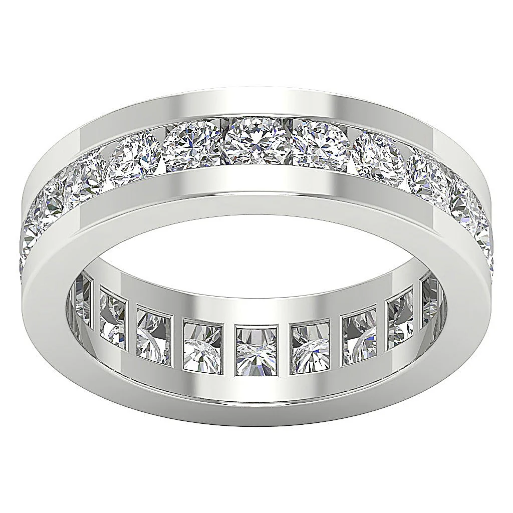 The Ari Round Brilliant Cut Diamond Channel Set Eternity Anniversary Ring 14K Gold - Image 4
