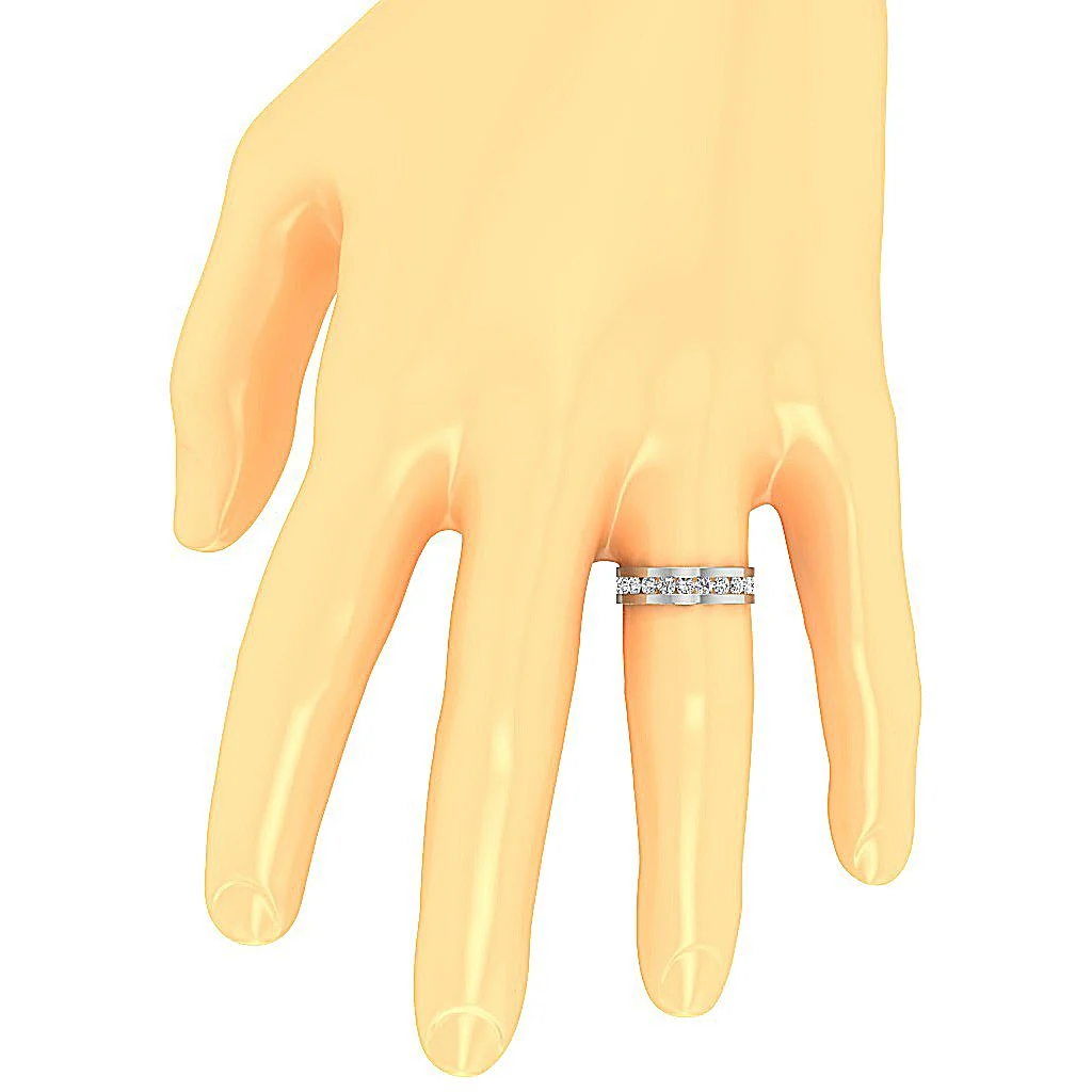 The Ari Round Brilliant Cut Diamond Channel Set Eternity Anniversary Ring 14K Gold - Image 7