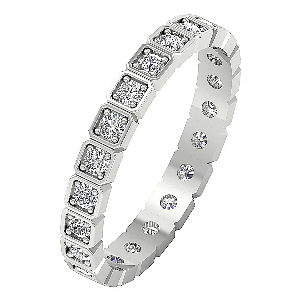 The Aria Square Shap Eternity Wedding Ring Round Cut Diamond 14K Yellow Gold - Image 2