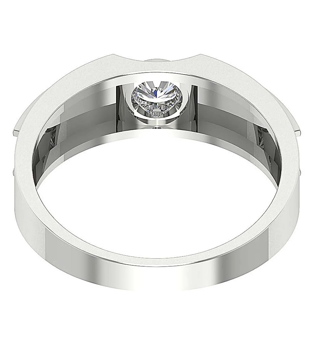 The Ariana 14k White Gold Bezel Set Natural Diamond Men's Solitaire Wedding Ring - Image 4
