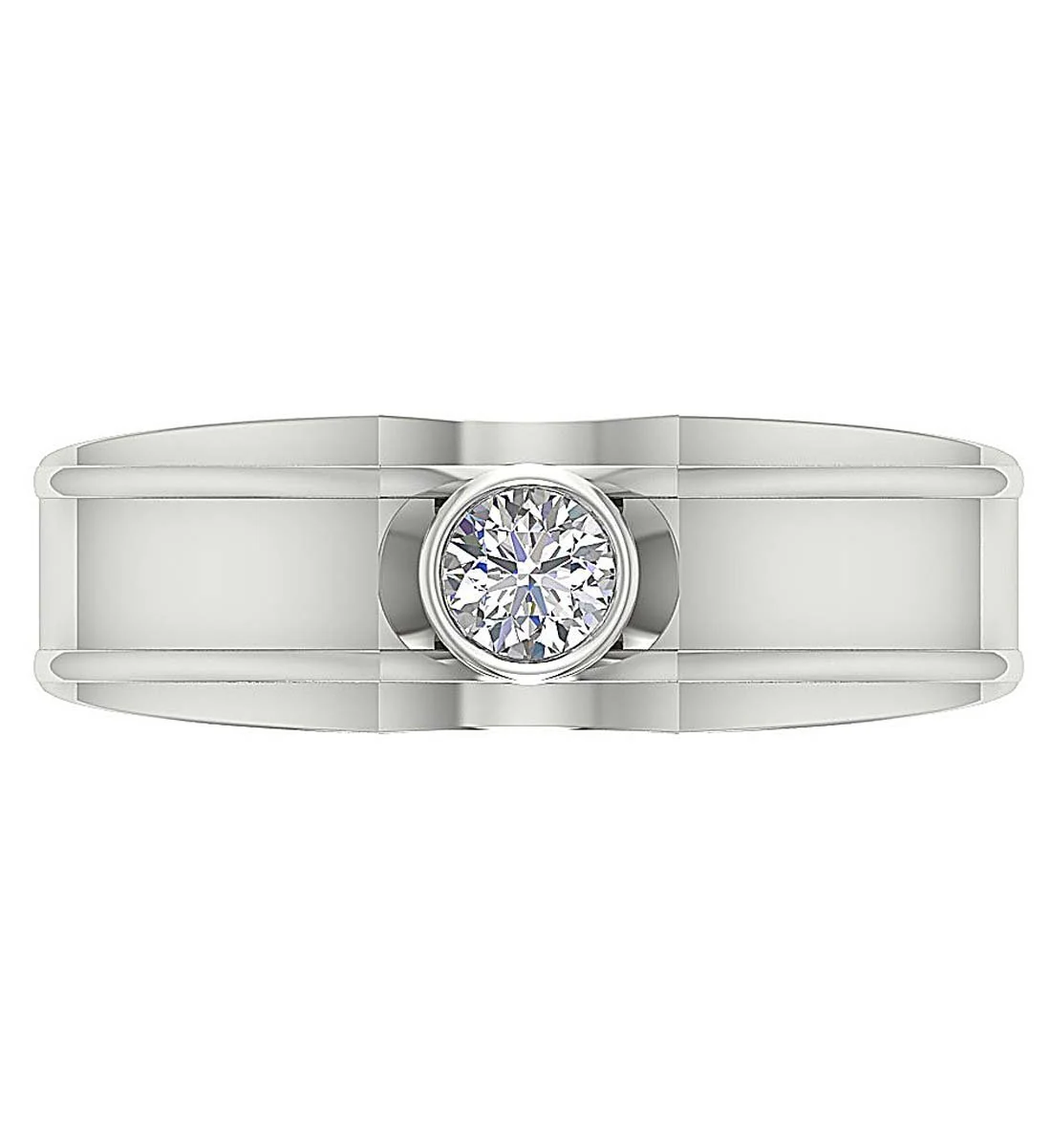 The Ariana 14k White Gold Bezel Set Natural Diamond Men's Solitaire Wedding Ring - Image 5