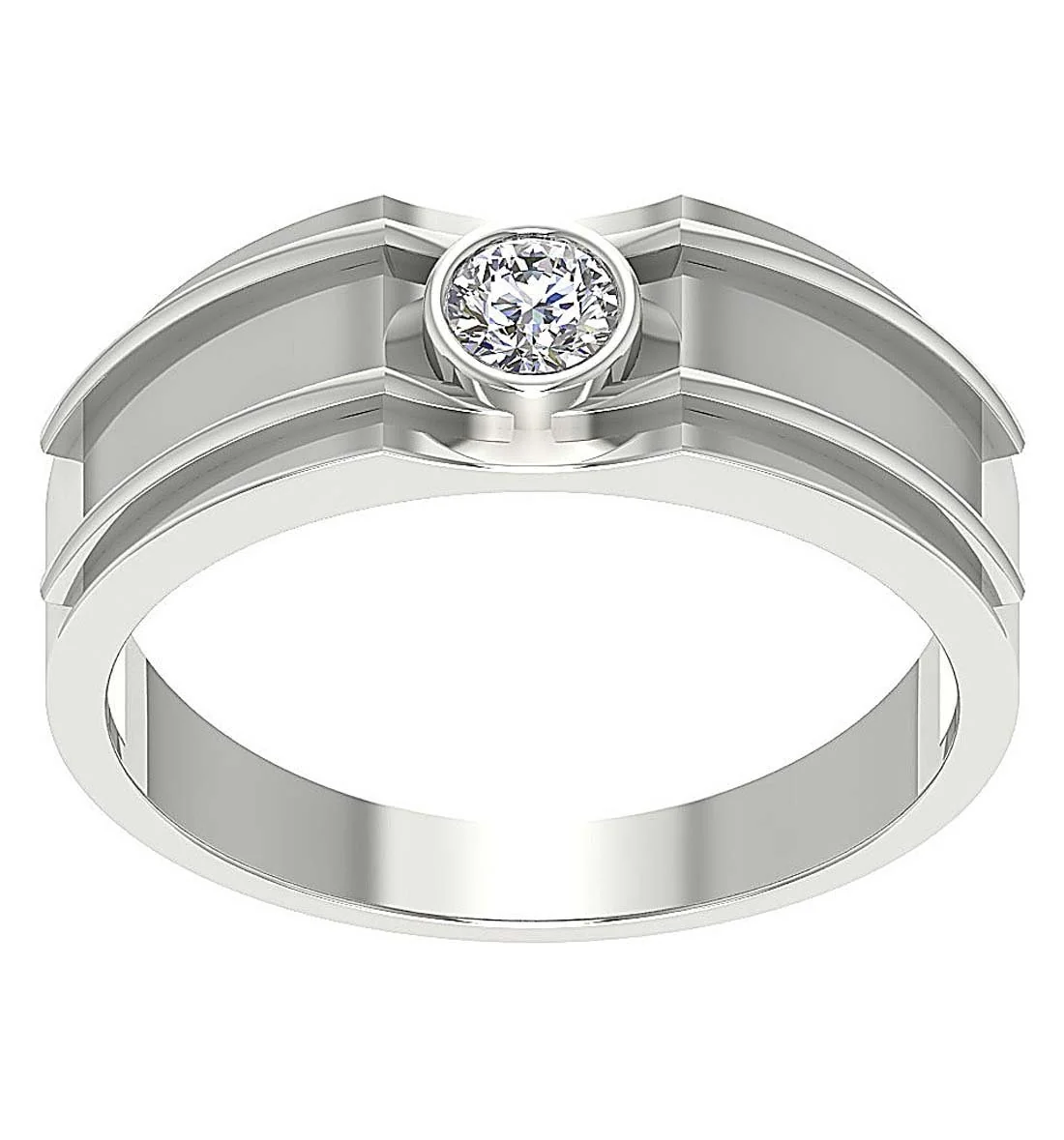 The Ariana 14k White Gold Bezel Set Natural Diamond Men's Solitaire Wedding Ring - Image 7