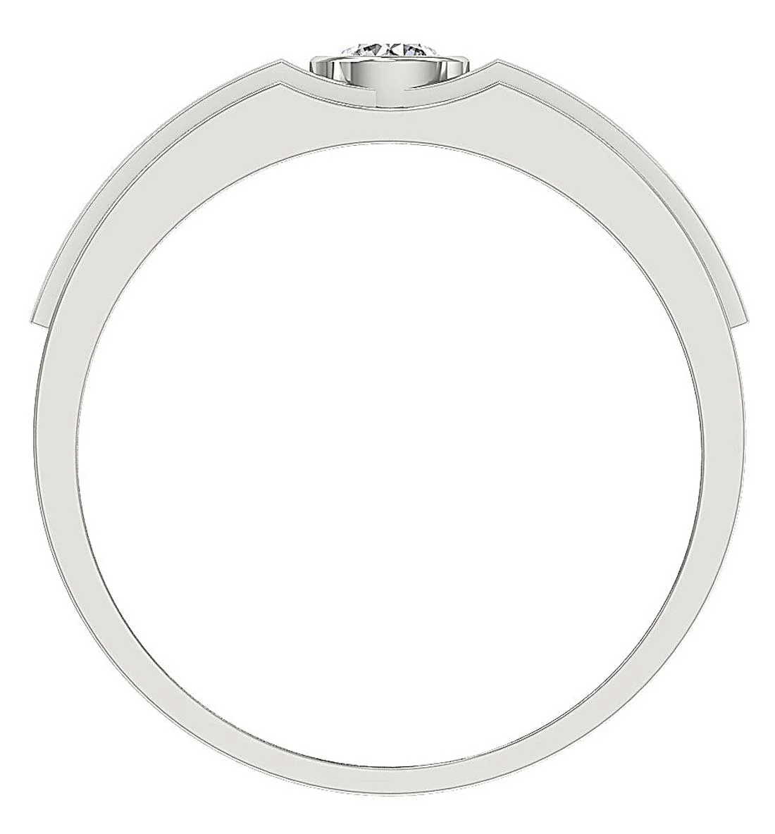 The Ariana 14k White Gold Bezel Set Natural Diamond Men's Solitaire Wedding Ring - Image 8