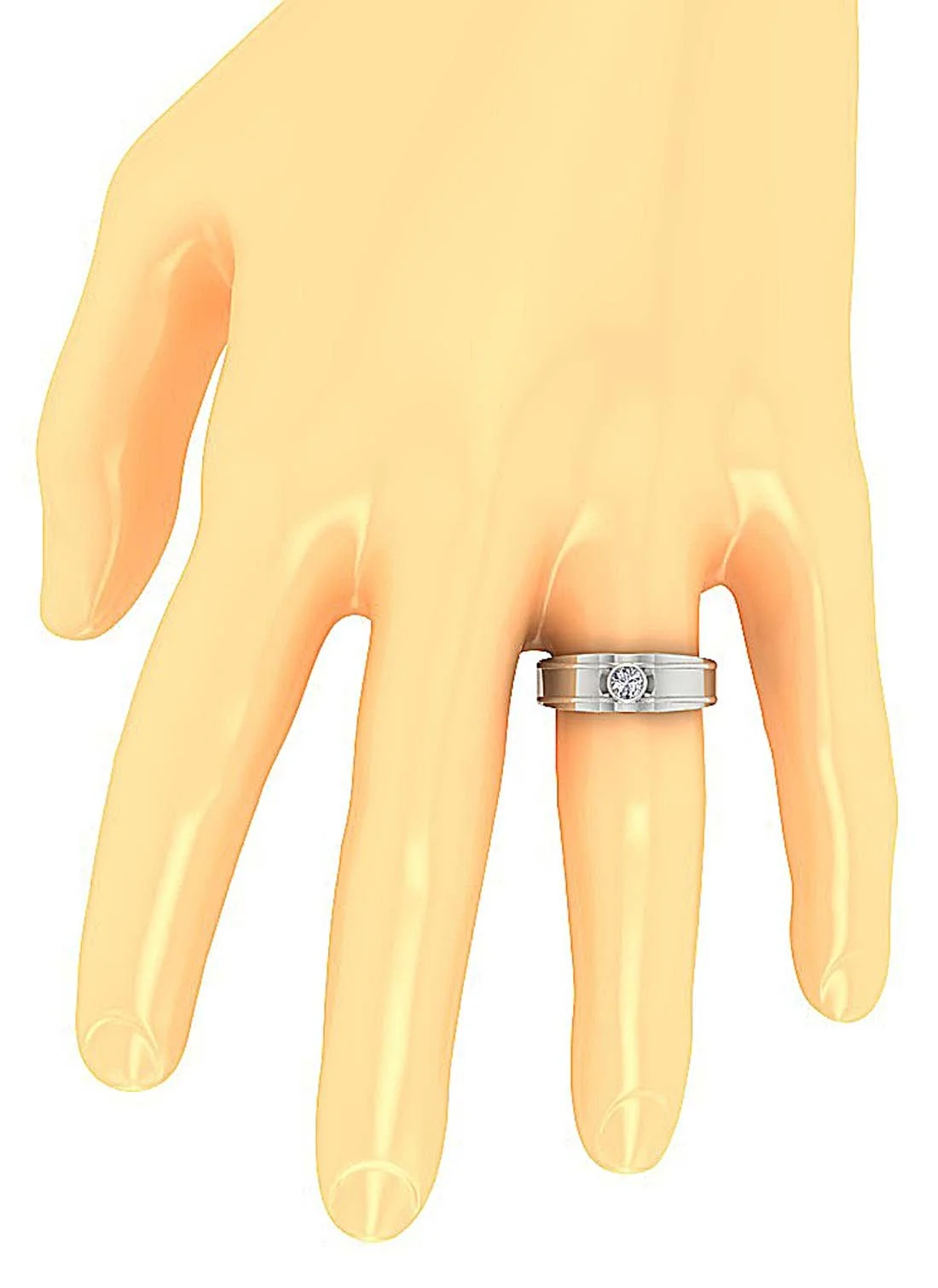 The Ariana 14k White Gold Bezel Set Natural Diamond Men's Solitaire Wedding Ring - Image 9