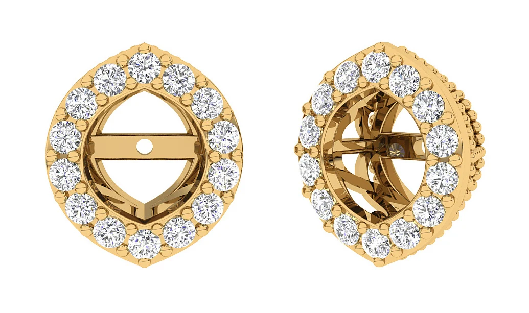 I1/SI1/VS1/VVS1 0.40Carat Jacket Earring Natural Diamond 14K Yellow Gold Prong Set - Image 2