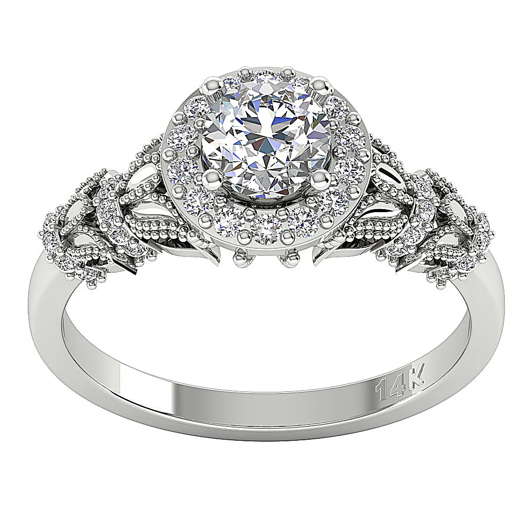 The Arjun Gorgeous Halo Solitaire Round Diamond Engagement Ring 14k Solid Gold - Image 4