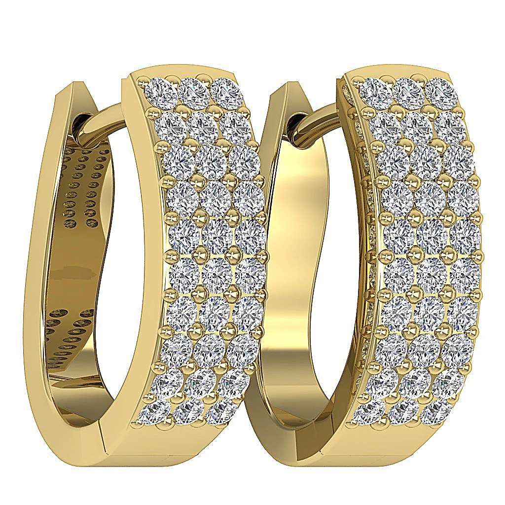 The Arlo 14K Yellow Gold Medium Hoop Diamond Earring Natural Diamond Pave Setting - Image 10