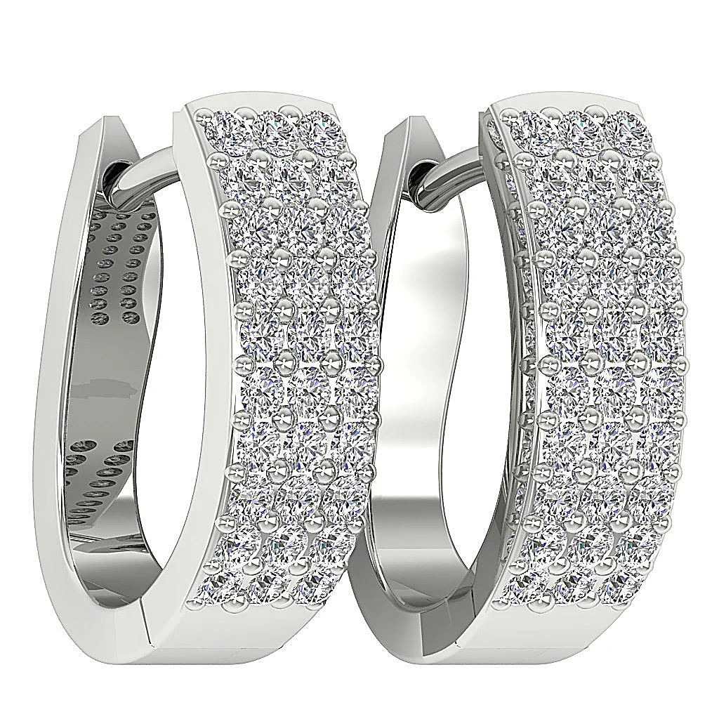 The Arlo 14K Yellow Gold Medium Hoop Diamond Earring Natural Diamond Pave Setting - Image 11