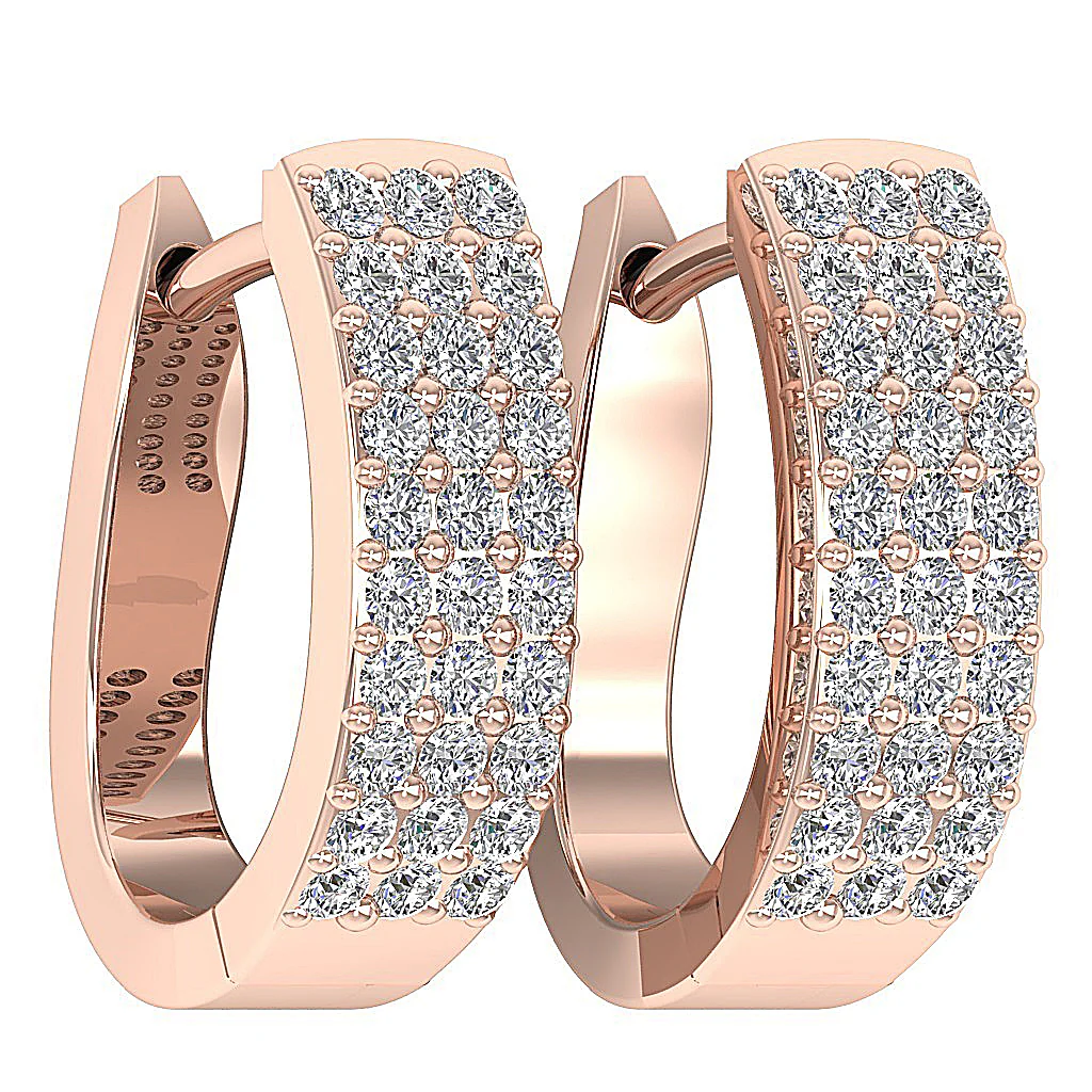 The Arlo 14K Yellow Gold Medium Hoop Diamond Earring Natural Diamond Pave Setting - Image 12
