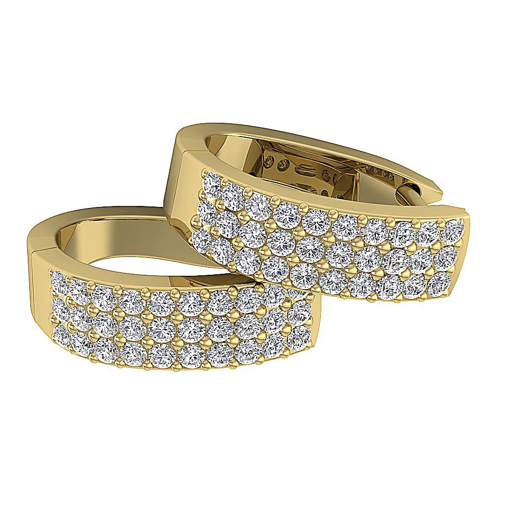 The Arlo 14K Yellow Gold Medium Hoop Diamond Earring Natural Diamond Pave Setting - Image 13