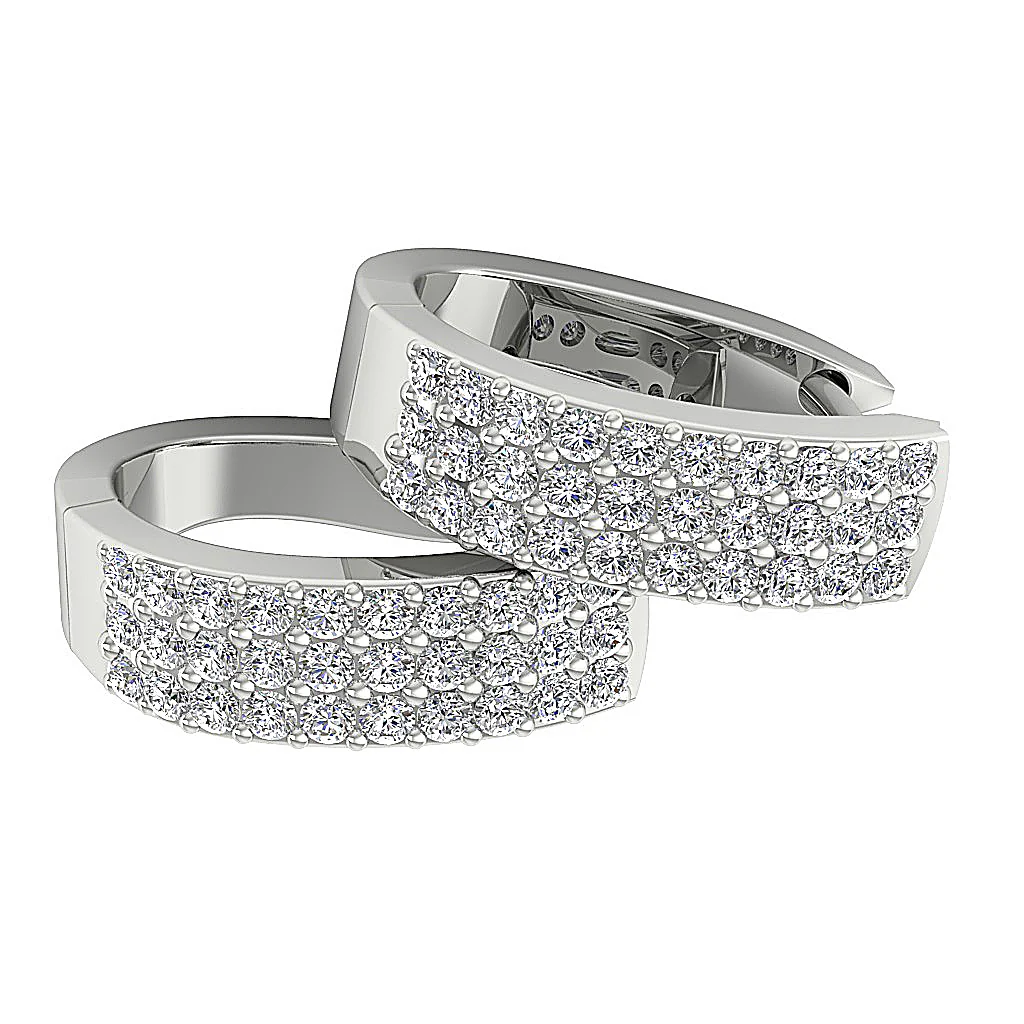 The Arlo 14K Yellow Gold Medium Hoop Diamond Earring Natural Diamond Pave Setting - Image 14