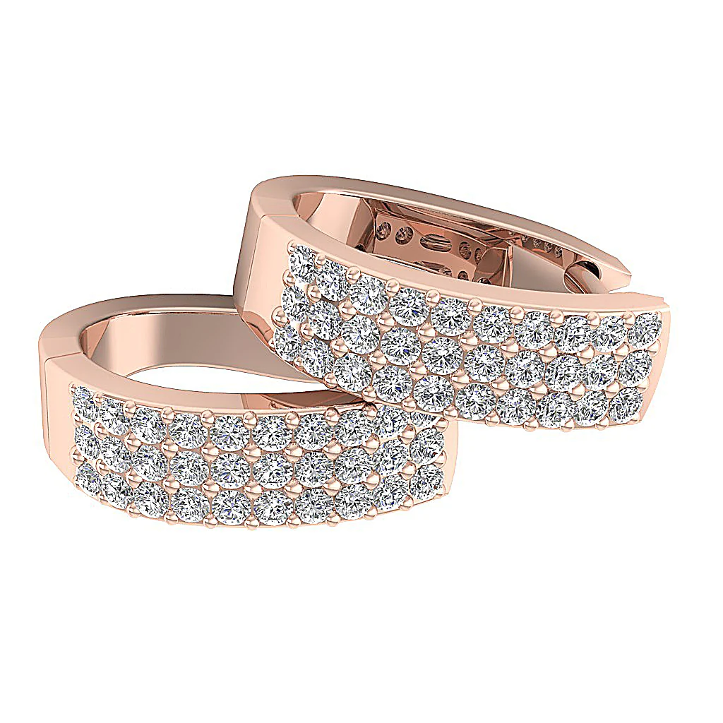 The Arlo 14K Yellow Gold Medium Hoop Diamond Earring Natural Diamond Pave Setting - Image 15