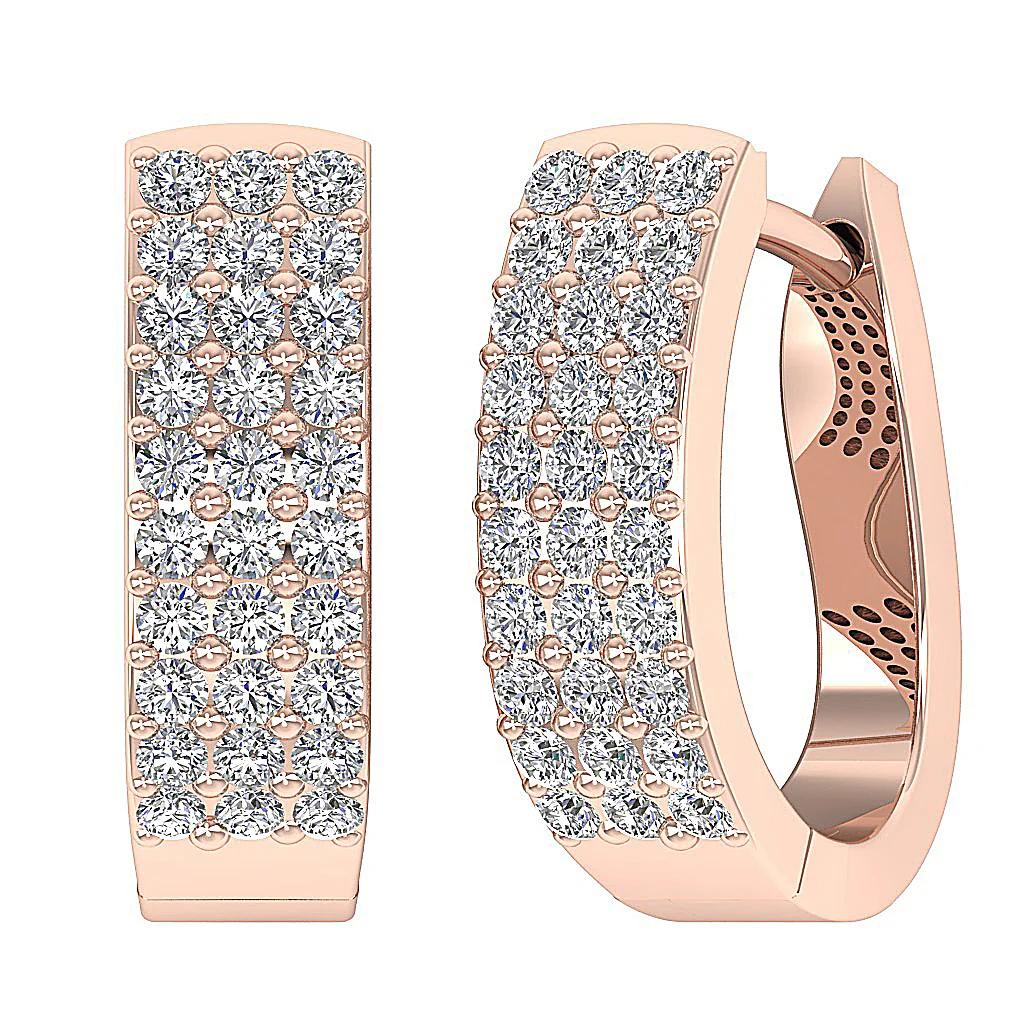 The Arlo 14K Yellow Gold Medium Hoop Diamond Earring Natural Diamond Pave Setting - Image 3
