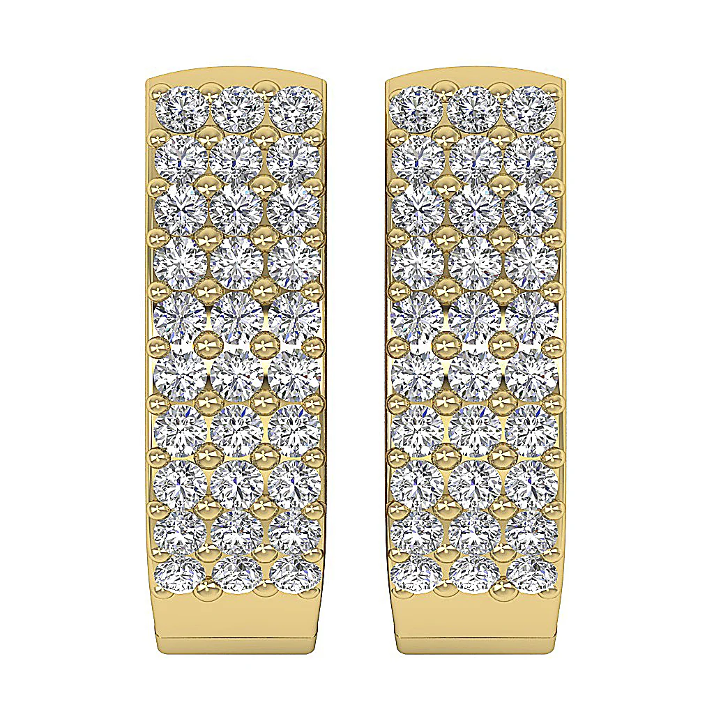 The Arlo 14K Yellow Gold Medium Hoop Diamond Earring Natural Diamond Pave Setting - Image 4