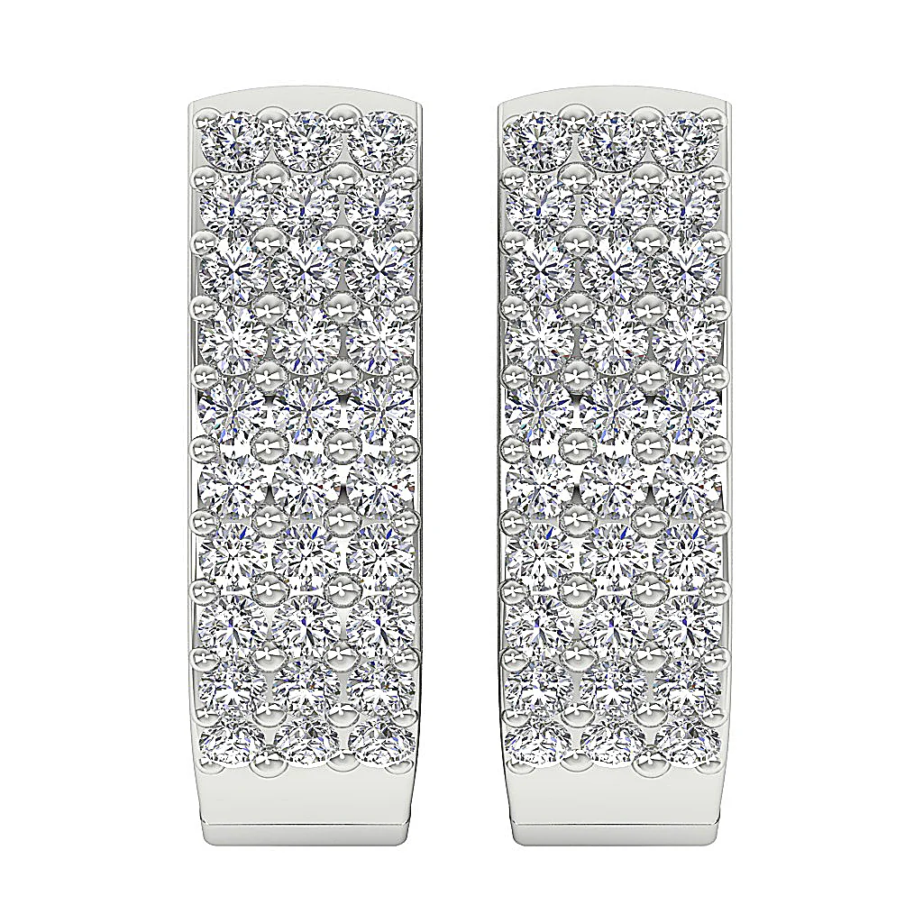 The Arlo 14K Yellow Gold Medium Hoop Diamond Earring Natural Diamond Pave Setting - Image 5