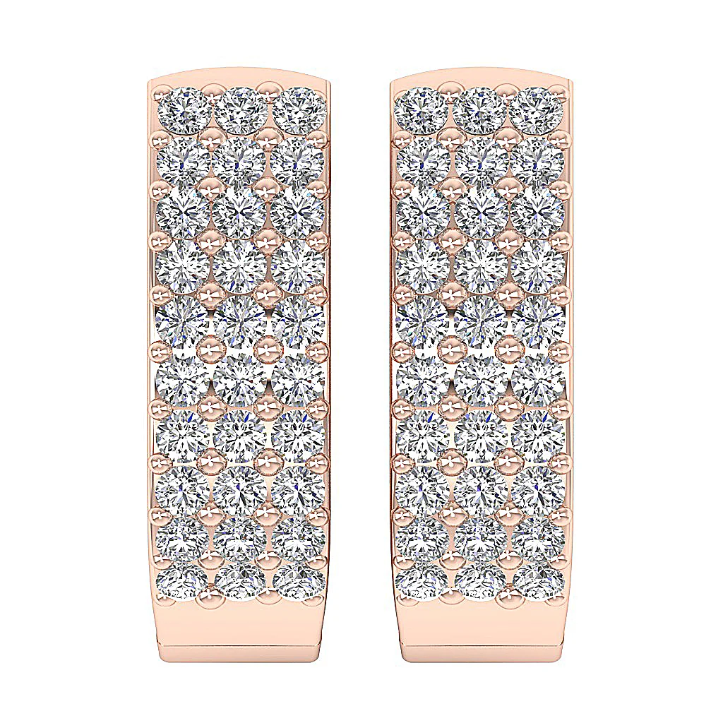 The Arlo 14K Yellow Gold Medium Hoop Diamond Earring Natural Diamond Pave Setting - Image 6