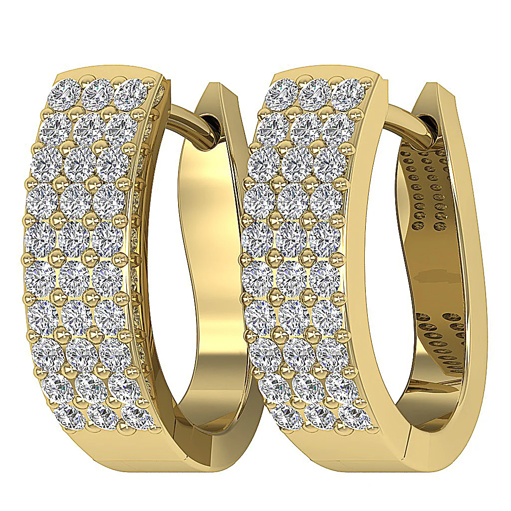 The Arlo 14K Yellow Gold Medium Hoop Diamond Earring Natural Diamond Pave Setting - Image 7