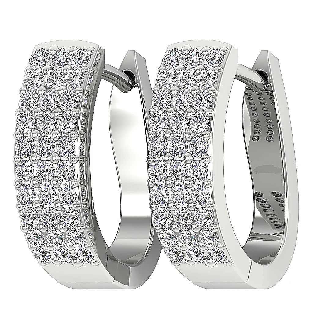 The Arlo 14K Yellow Gold Medium Hoop Diamond Earring Natural Diamond Pave Setting - Image 8