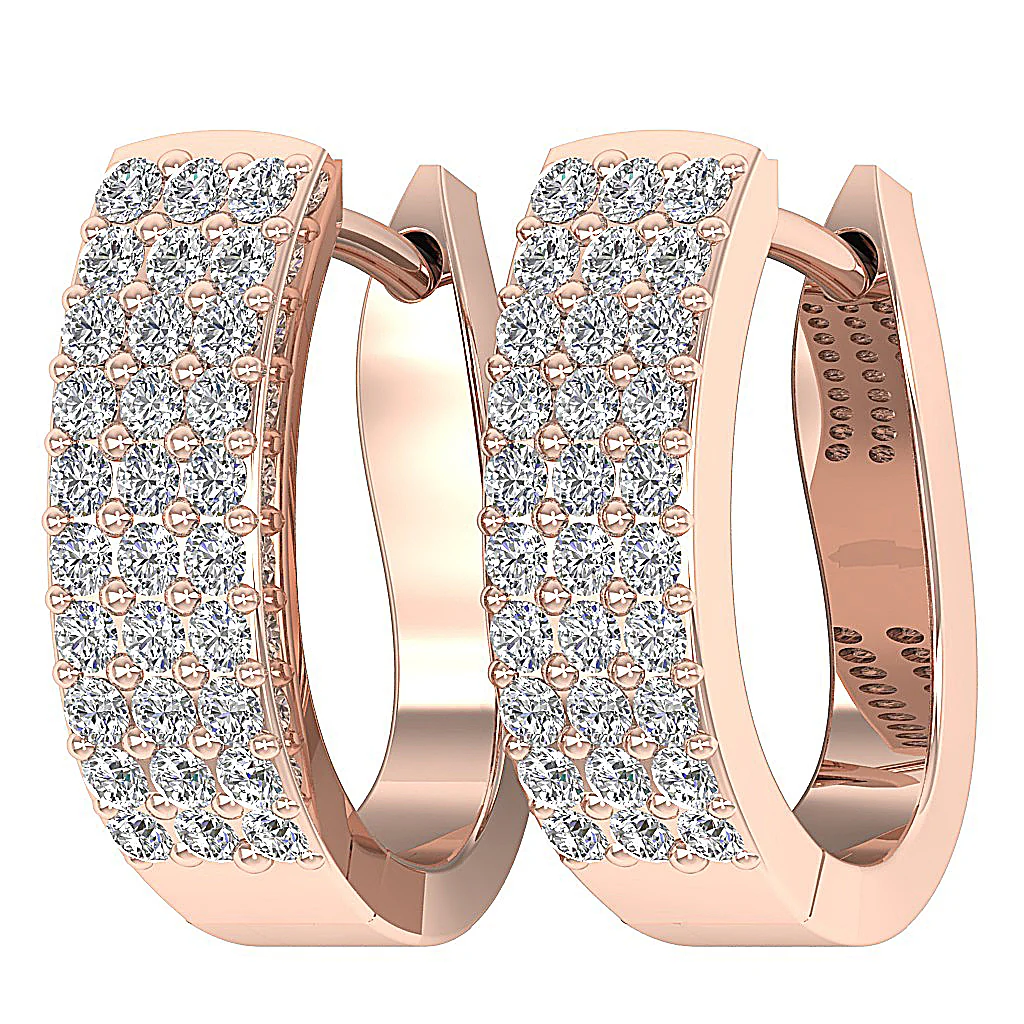 The Arlo 14K Yellow Gold Medium Hoop Diamond Earring Natural Diamond Pave Setting - Image 9