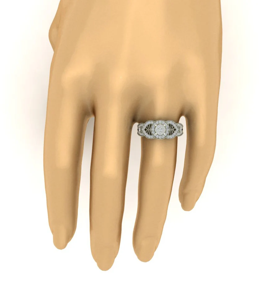 The Armani Natural Diamond Designer Milgrain Halo Solitaire Ring 14K Solid Gold Prong Set - Image 10