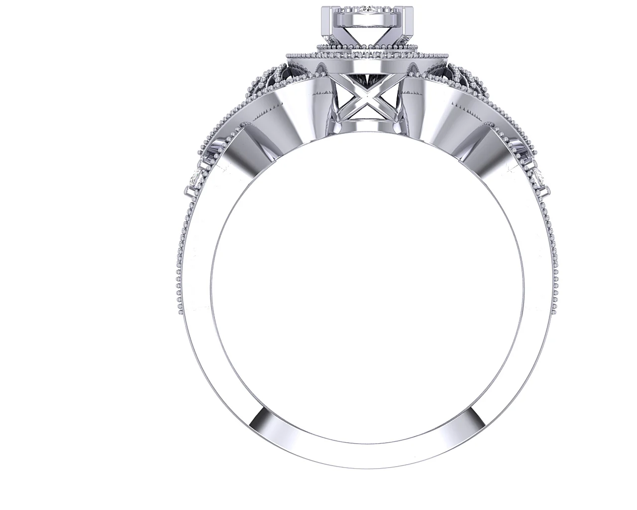The Armani Natural Diamond Designer Milgrain Halo Solitaire Ring 14K Solid Gold Prong Set - Image 5