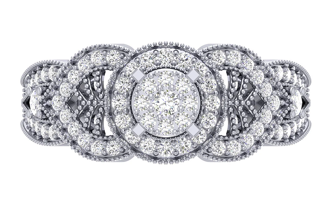 The Armani Natural Diamond Designer Milgrain Halo Solitaire Ring 14K Solid Gold Prong Set - Image 8