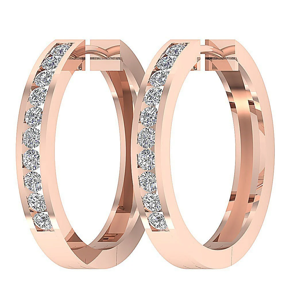 The Arthur Channel Set Hoop Earring For Women Natural Diamond 14K White Gold - Image 9