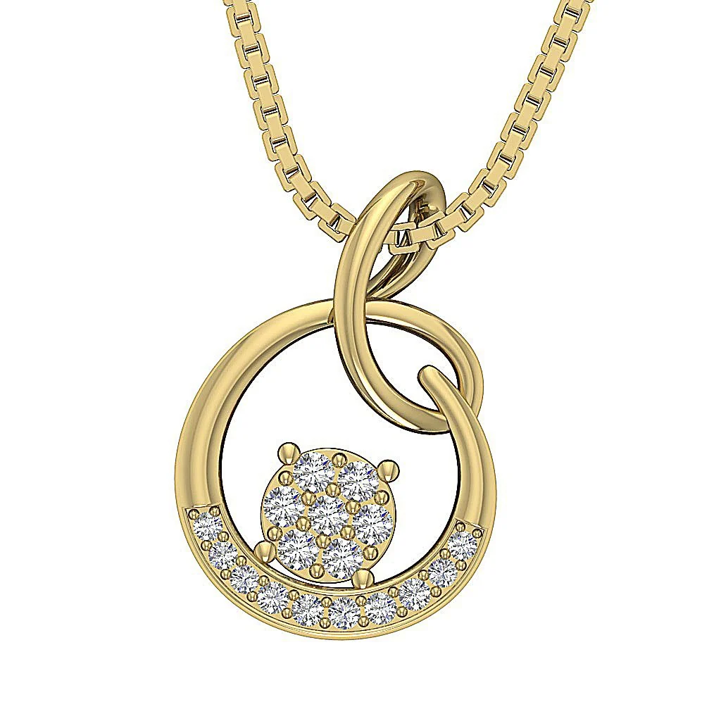 The Arthur Diamond For Good Handmade Fashion Circle Pendant Necklace Gold 0.65 inch - Image 2
