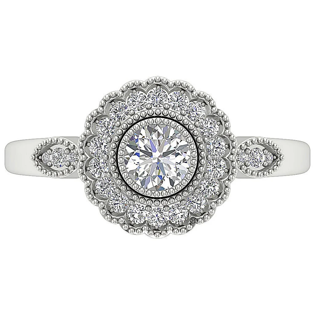 The Asaiah Natural Round Diamond 14K Rose Gold Milgrain Halo Solitaire Engagement Ring - Image 3