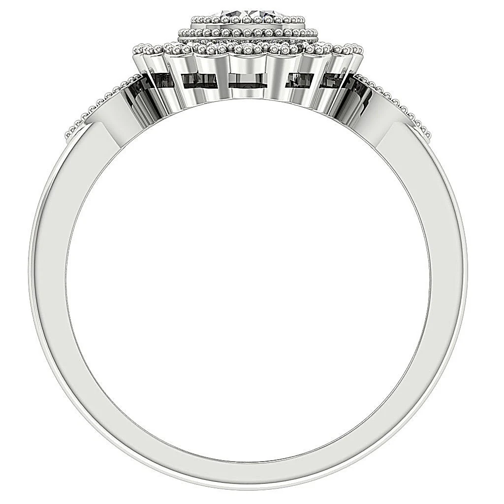 The Asaiah Natural Round Diamond 14K Rose Gold Milgrain Halo Solitaire Engagement Ring - Image 4