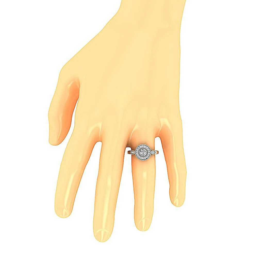 The Asaiah Natural Round Diamond 14K Rose Gold Milgrain Halo Solitaire Engagement Ring - Image 5