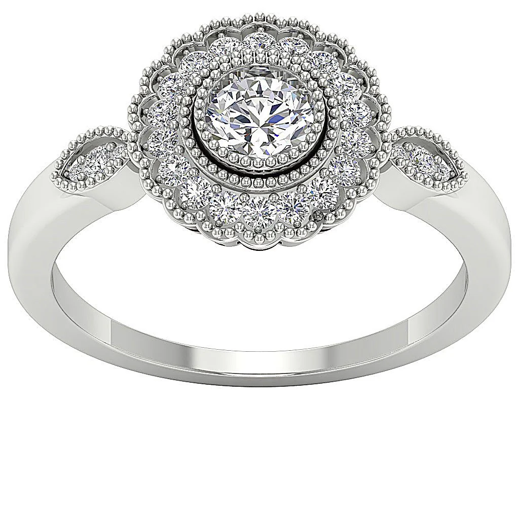 The Asaiah Natural Round Diamond 14K Rose Gold Milgrain Halo Solitaire Engagement Ring - Image 7