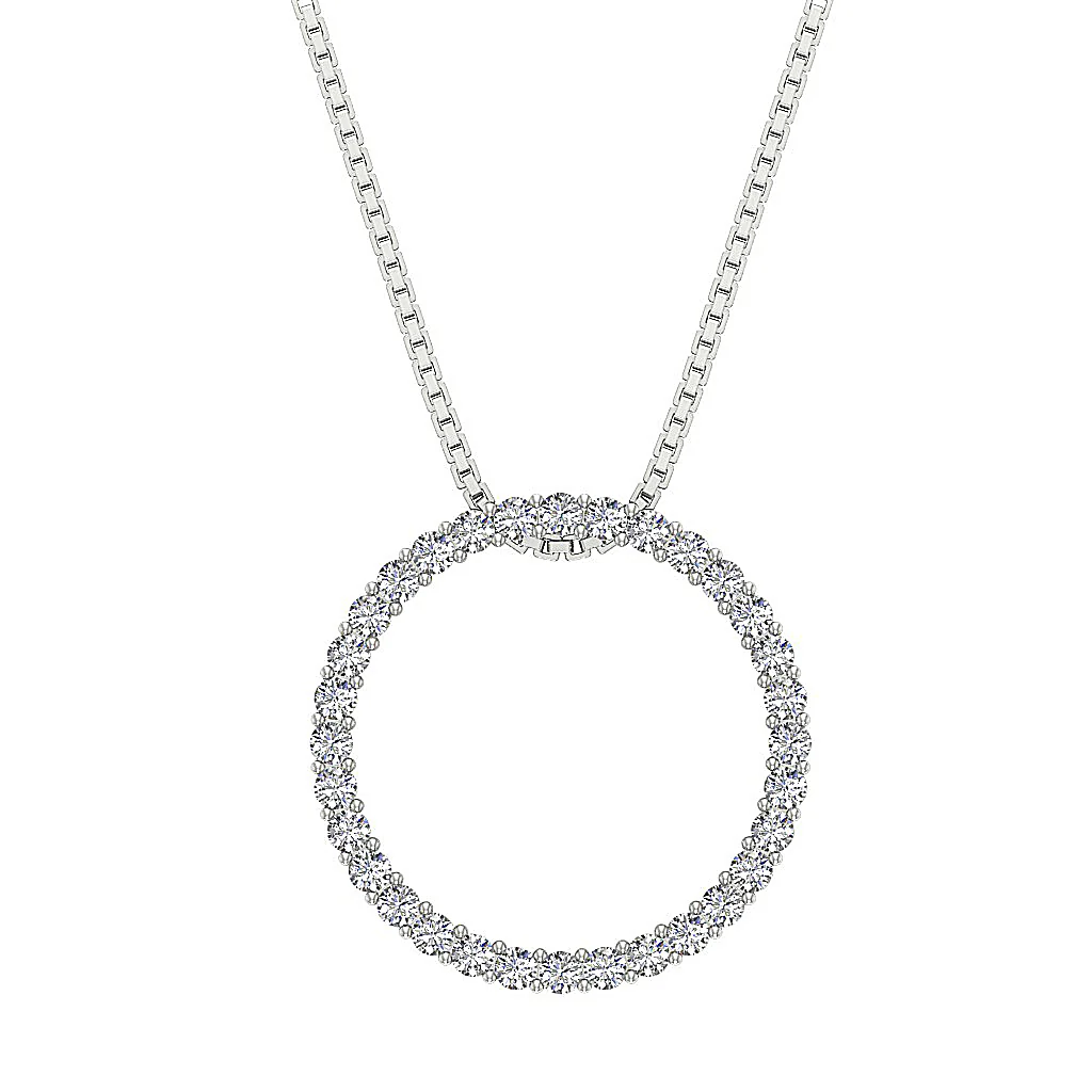 The Asher Infinite Natural Diamond Circle Pendant Prong Set 14K Solid Yellow Gold - Image 2
