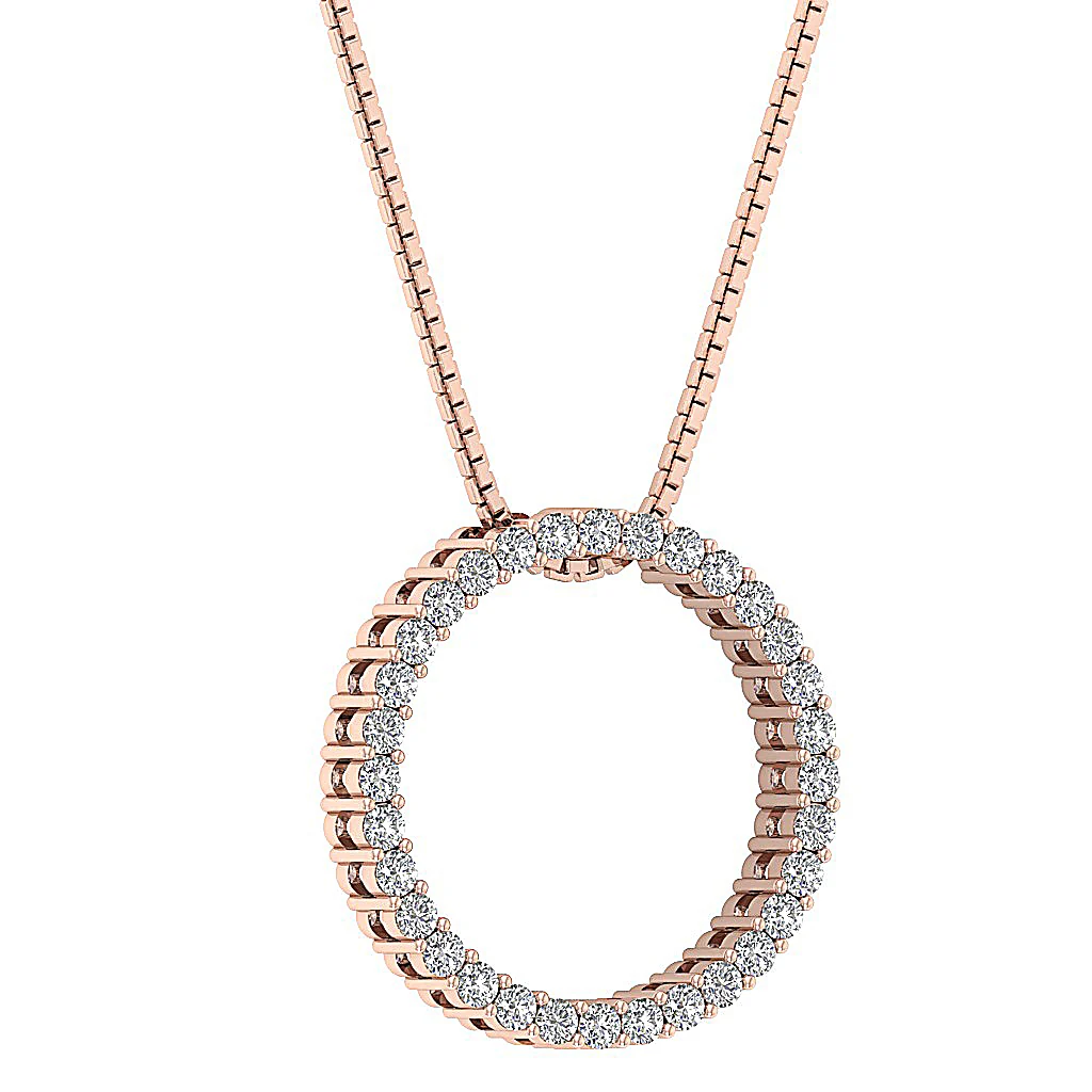 The Asher Infinite Natural Diamond Circle Pendant Prong Set 14K Solid Yellow Gold - Image 6