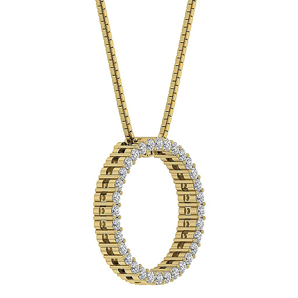 The Asher Infinite Natural Diamond Circle Pendant Prong Set 14K Solid Yellow Gold - Image 8